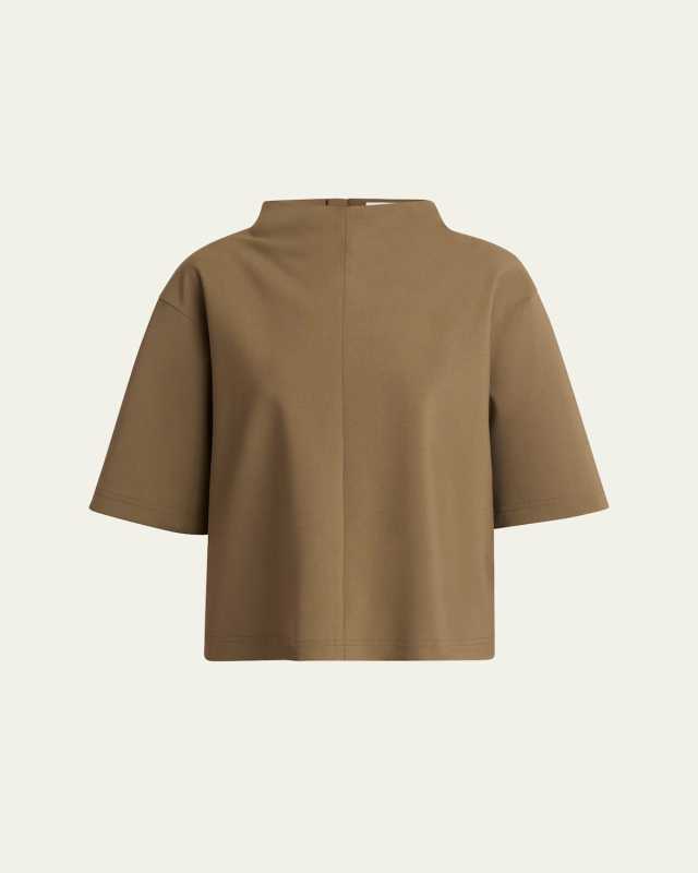 Antonia Mock-Neck Wool Top